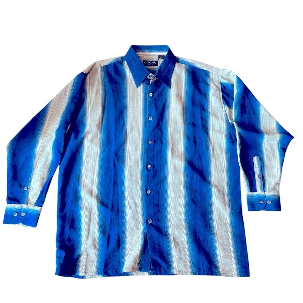 GOCHU Men’s Long Sleeve Striped Button Down Shirt Size 2XL